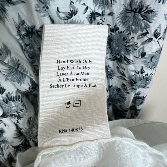 LoveShackFancy Paris Dandelion-Print Puff-Sleeve Mini A-Line Dress 2 Gray White - Picture 13 of 14